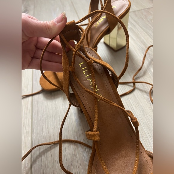Liliana Lace Ups with Golden Chrome Heel - Picture 3 of 3
